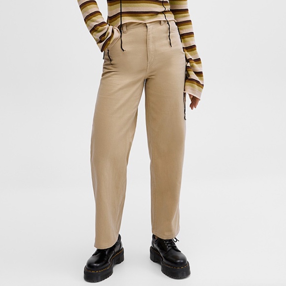 Fawn light brown organic cotton high rise straight leg jeans NWT - Picture 1 of 9